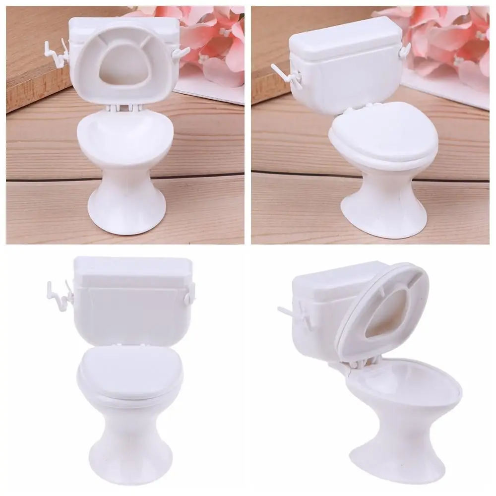 Toys Playing House Bathroom Ornament Dollhouse Furniture White Closestool Model Miniature Toilet Doll Accessories