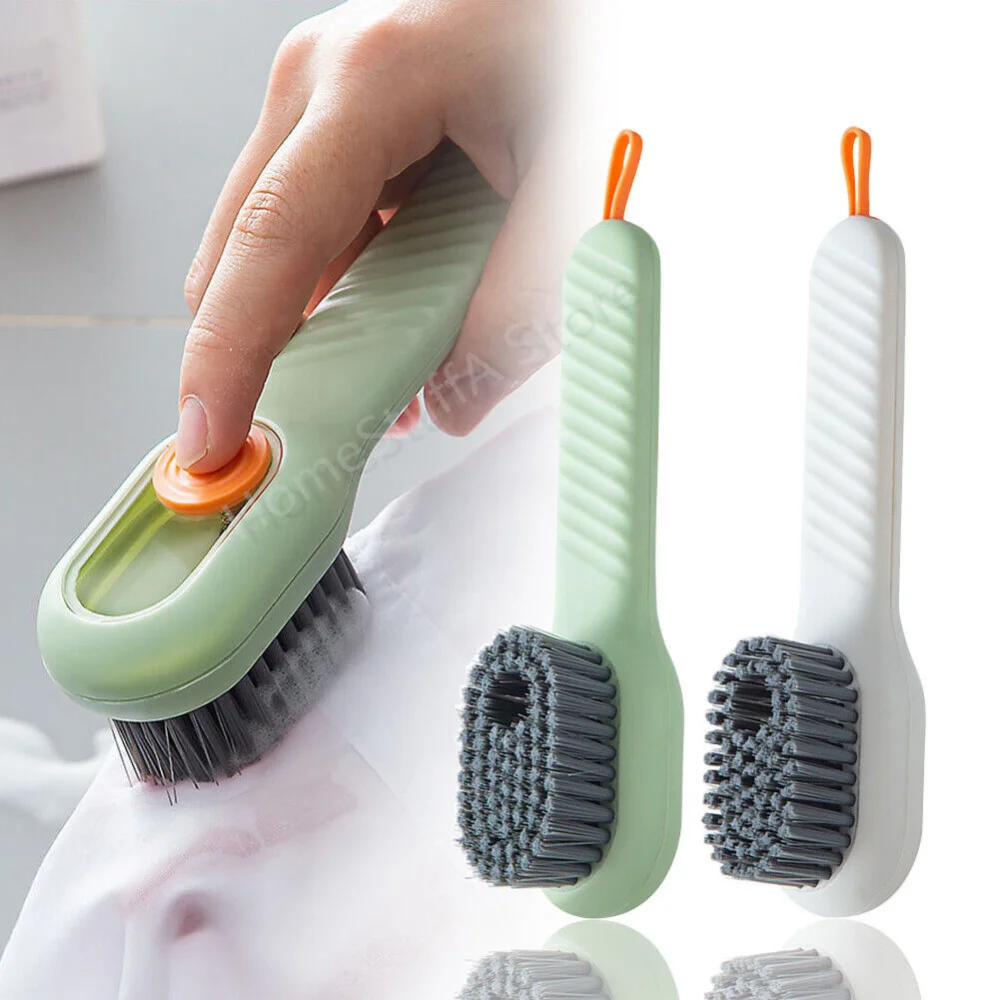 Spazzola per la pulizia del bucato Multifun spazzola per scarpe liquida a setole morbide spazzola per manico lungo con riempimento automatico per uso domestico