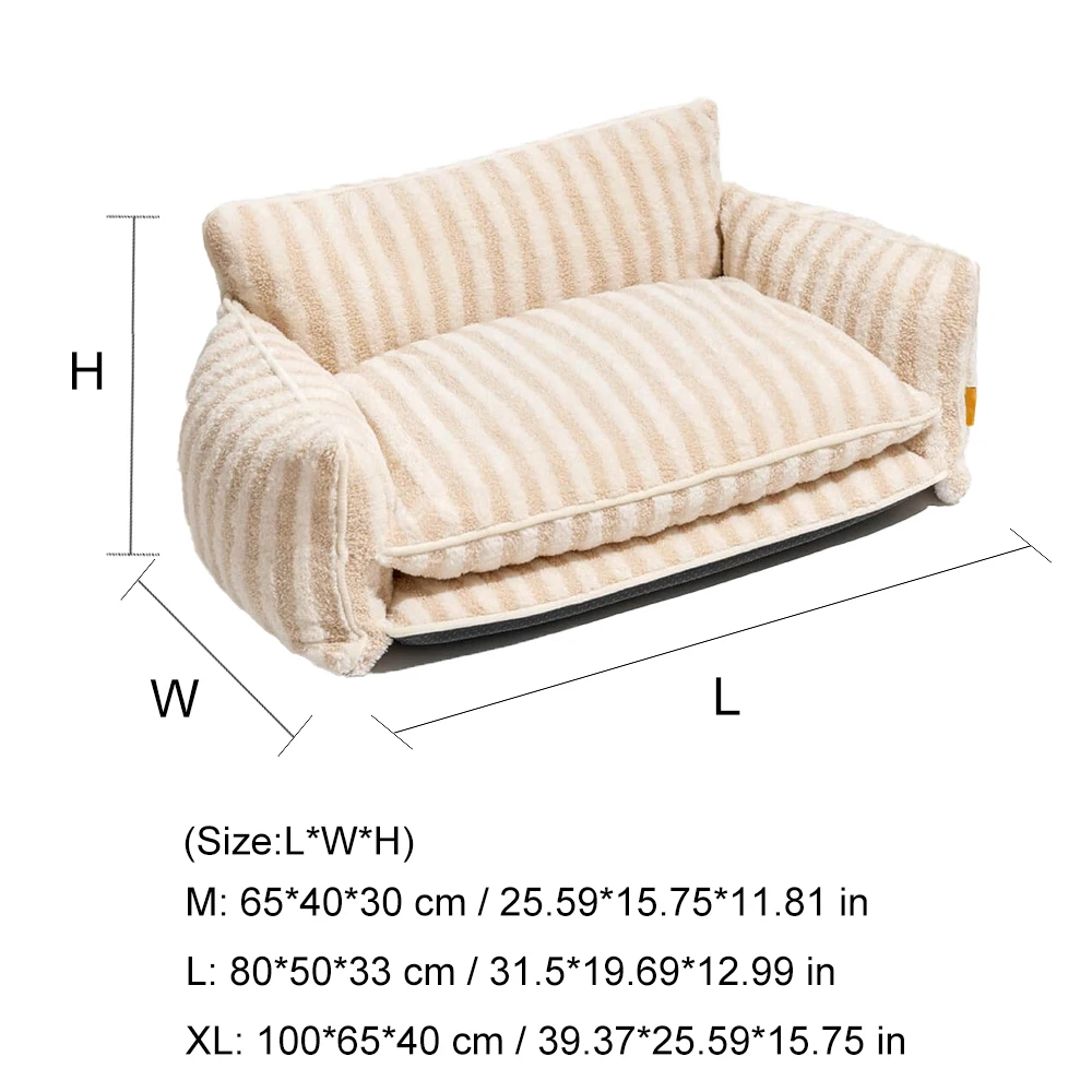 New Trendy Striped Lambswool Double Layer Dog Cat Sofa Bed Luxury Cat Bed Dog Sofa Cat Products