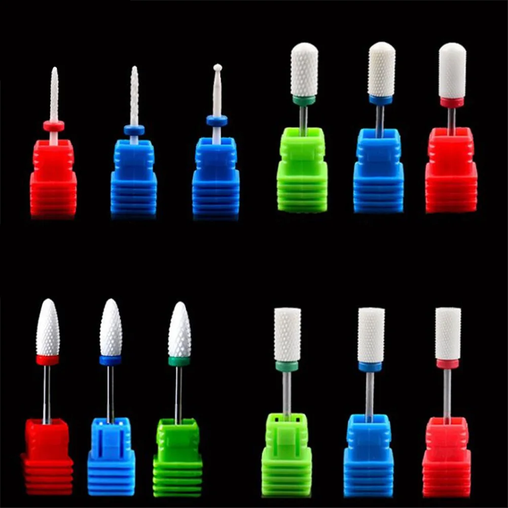 2Pcs Nail Grinding Head Ceramic Drill Bits for Electric Nail File Polish Reshape Nails Cuticle Cleaner Remove Dead Skin Wipe Gel