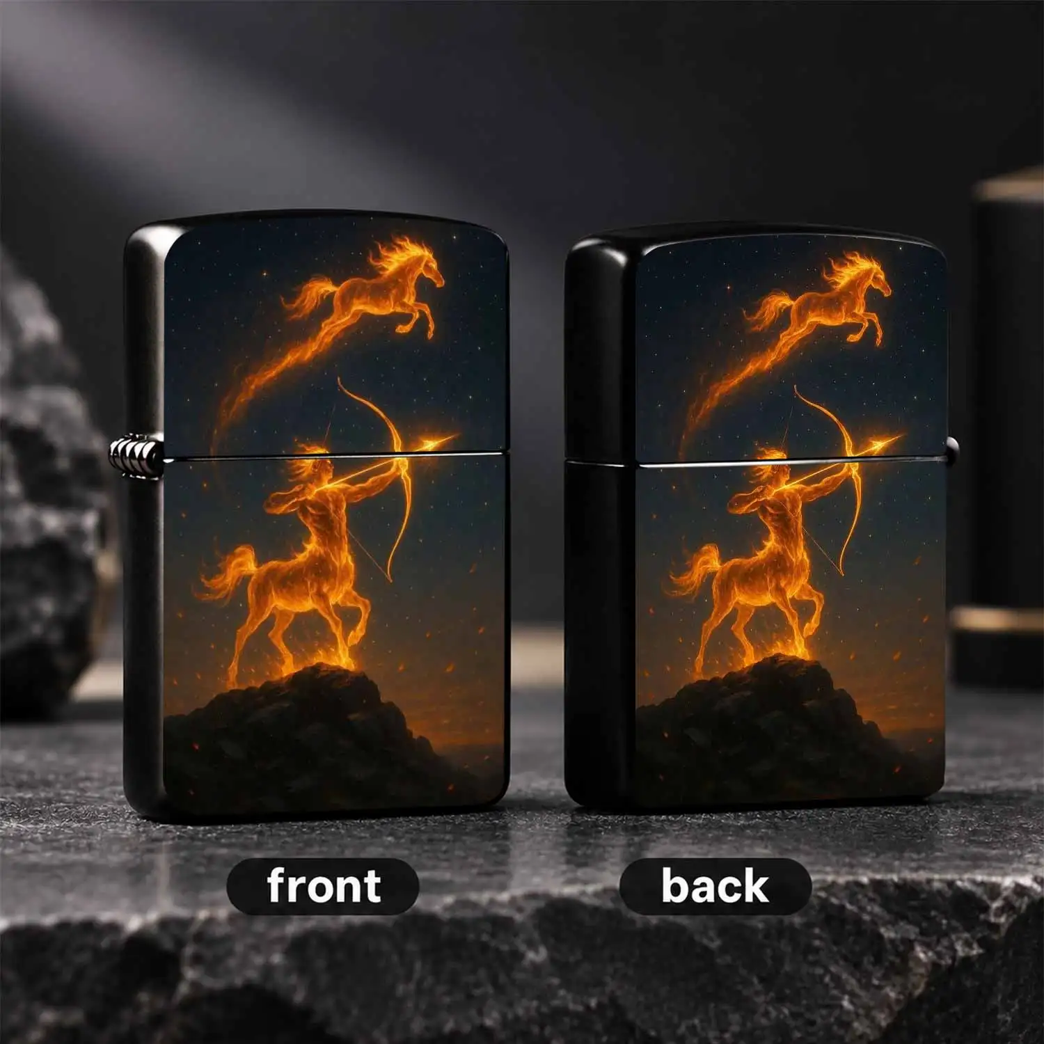 Fantasy Centaur Leaping Horse Print Lighter, Mystical Starry Sky Themed Art Decor Ignition Device, Portable Practical Tool For Camping Daily Use, Unique Stylish Collectible Gift For Friends Family For Any Scene A Humorous And Interesting Li