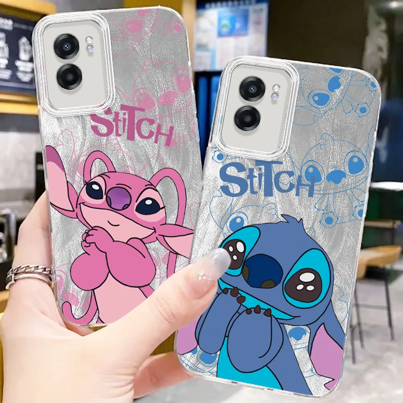 Disney Cute Stitch Lovers For OPPO A79 A78 A58 A38 A16 A60 A53 A92 A72 A52 A74 A55 A54 A94 5G Feather Yarn Back Phone Case