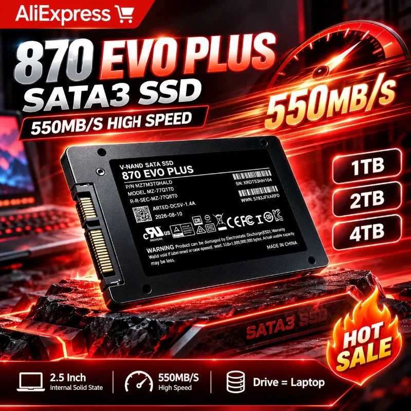 2.5 Inch Internal Solid State Drive 870 EVO PLUS 550MB/S SATA3 SSD 1TB 2TB 4TB Hard Disk Solid State Drive for Laptop Desktop