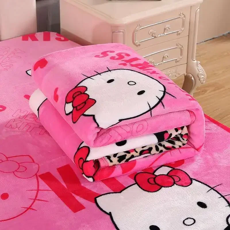 Sanrio hello kitty comforter Girl Spring Autumn Winter Flannelette Blanket Cartoon Cute Bed Sheet Quilt Student Dormitory duvet