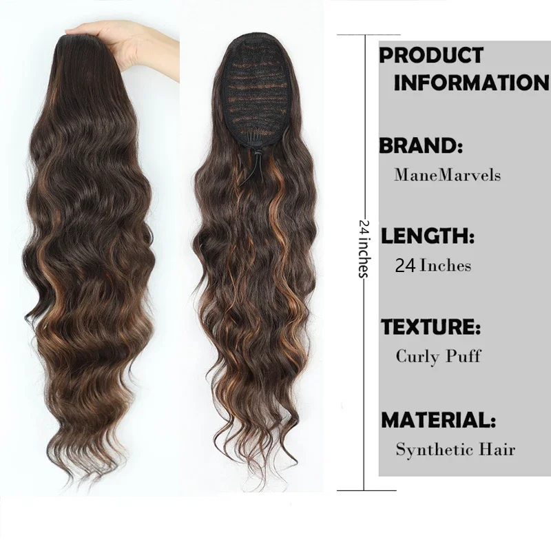 Extensions de queue de cheval Wstring de proximité synthétique longue pour femmes, pince à vague, cheveux en queue de cheval, corps blond, postiche