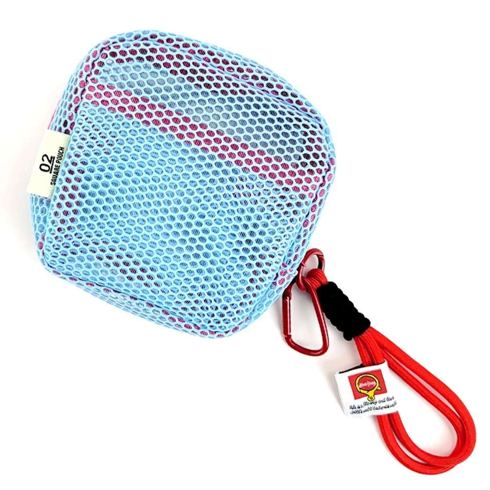 Dopamine Color Square Mesh Storage Pouch Portable Multifuctional Clear Mesh Bag Lanyard Candy Color Transparent Nylon Coin Bags