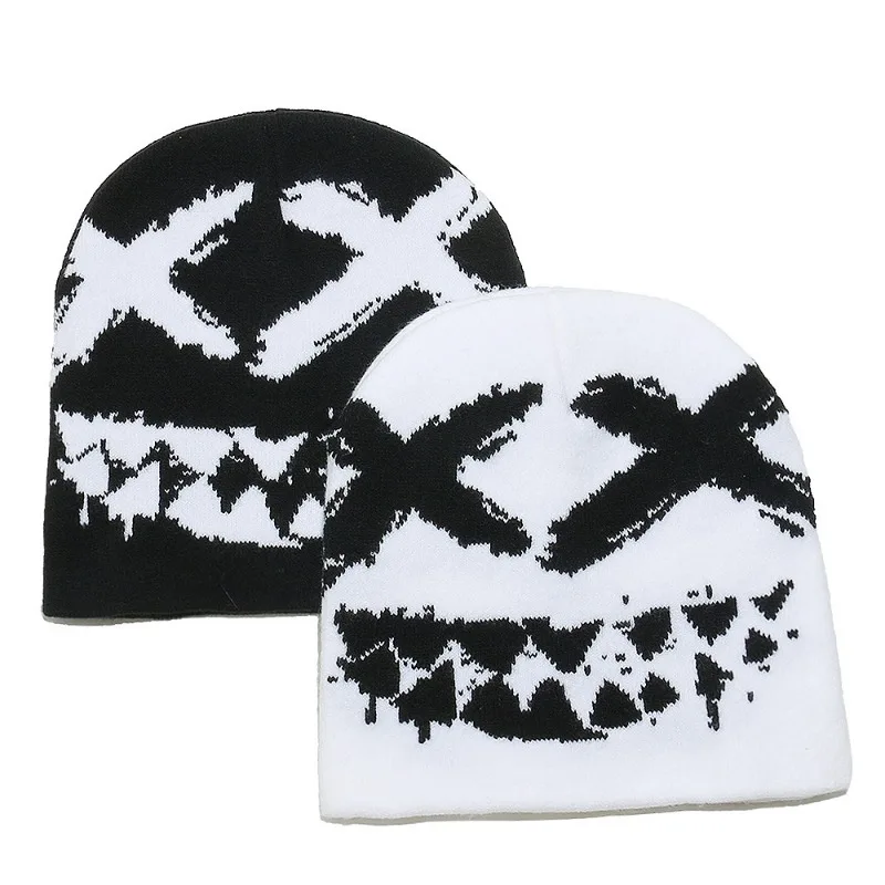 Knitted Protective Beanie Hat Retro Unique Grimace Design For Street Hip Hop Style Men Autumn Winter