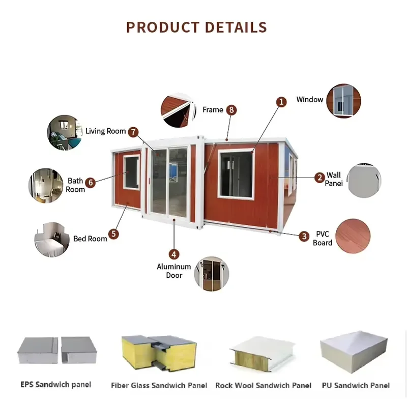 Quick Build Prefabricated 20Ft 30Ft 40Ft Expandable Container House Steel Structure Prefab Shipping Portable Home