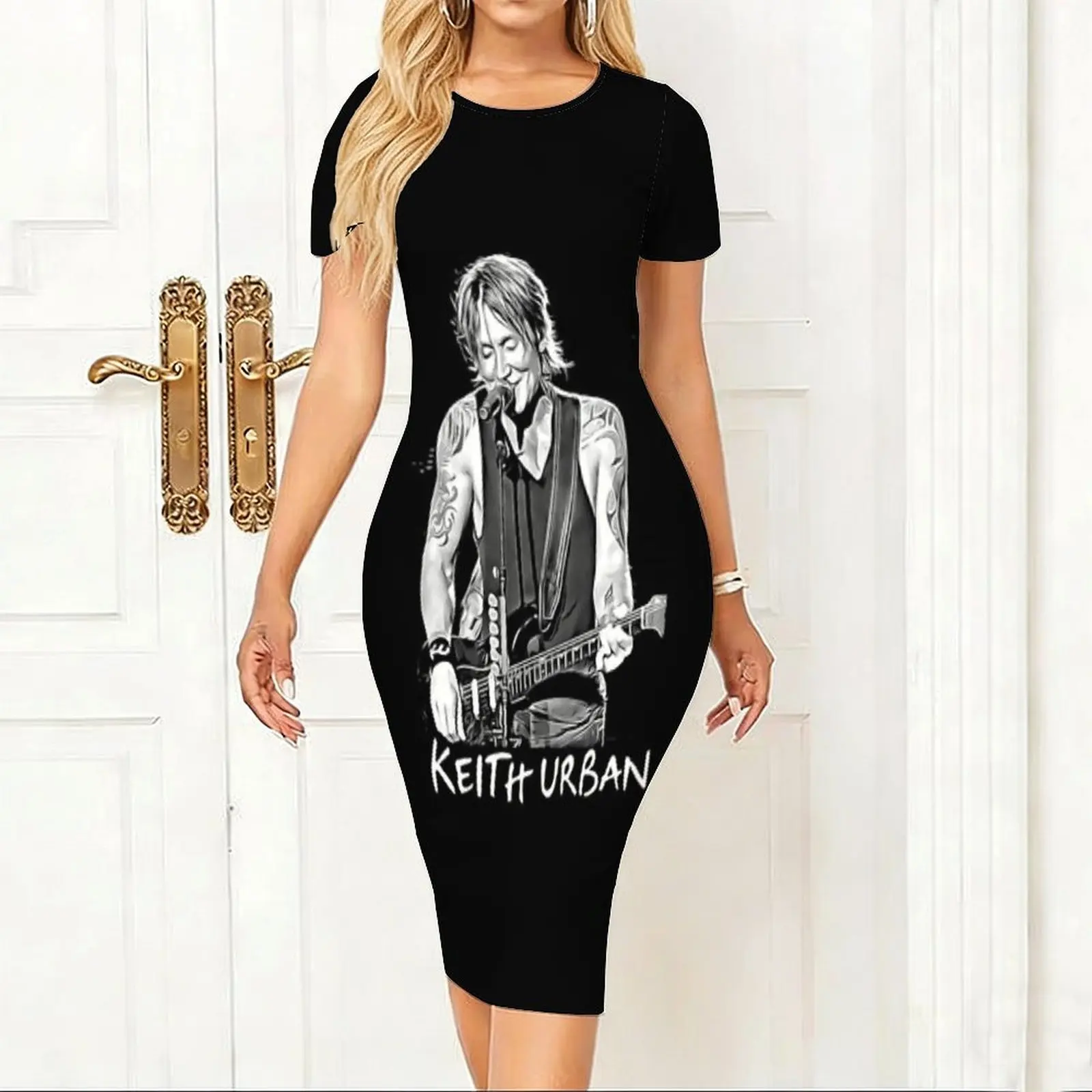 gift Keith Art Urban Good In My Women's Short sleeved Tight Hip hugging Skirt