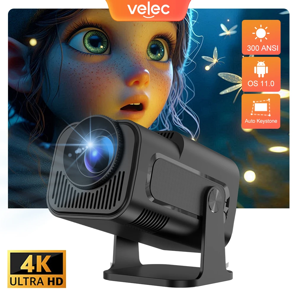 

Velec HY320 Projector 1080P 4K Android 11 WiFi 6 BT 5.0 Allwinner H713 Outdoor Home Theater Portable Projector HY320 MINI 720P