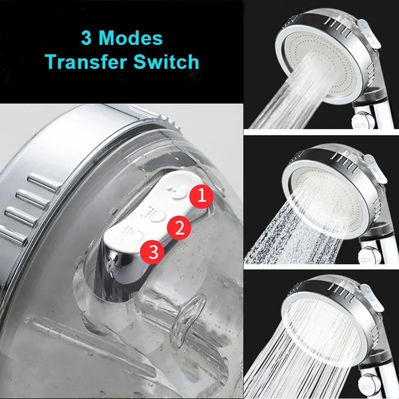 New fashion 3-Function SPA Shower Head with Switch Stop Button high Pressure Filter Bath Head Water Saving Shower for Bathroom