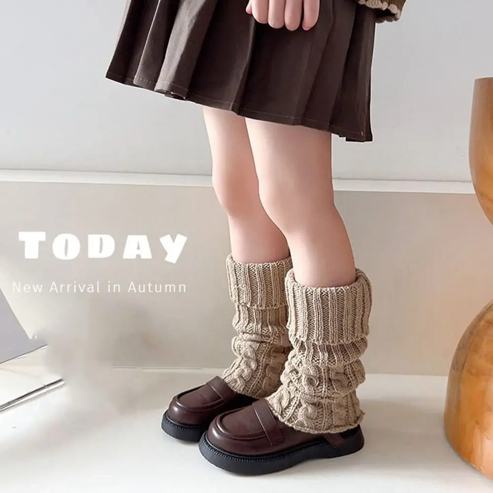 Japanese Style Children's Twist Leg Warmers Harajuku Balletcore Leg Socks Long Stockings Woolen Knitted Leg Cover Children's