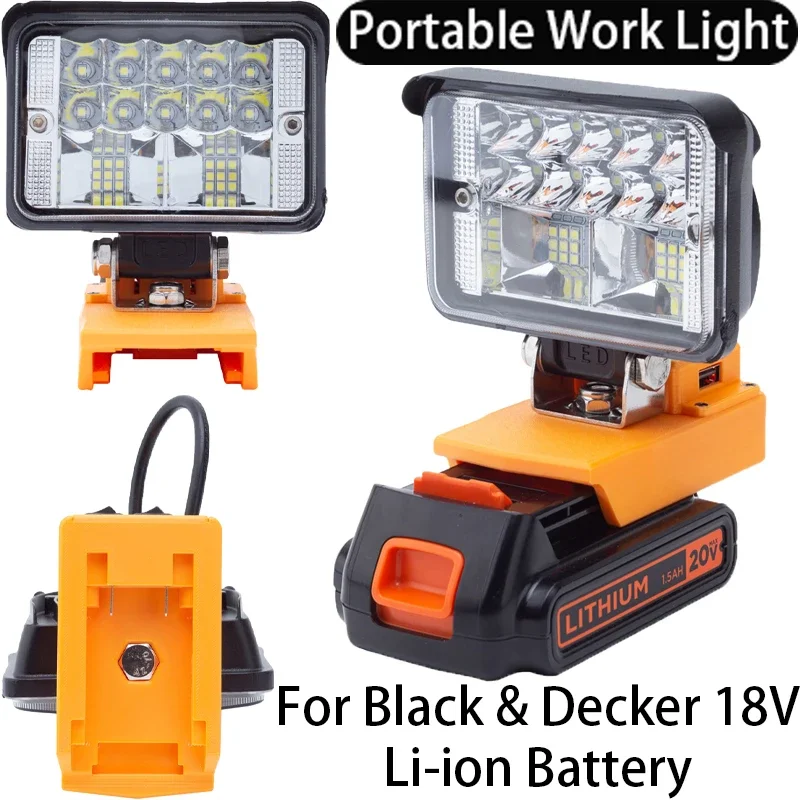 

Portable LED Work Light for Black & Decker 18V Li-ion Battery Cordless LED Work Light Home Camping Outdoor Travel Light