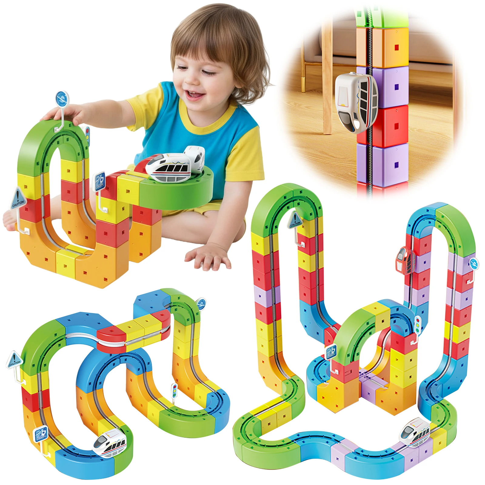 Set di treni per auto modello di veicolo da gioco giocattolo di assemblaggio fai da te per bambini educativo elettrico magnetico ad alta velocità per bambini