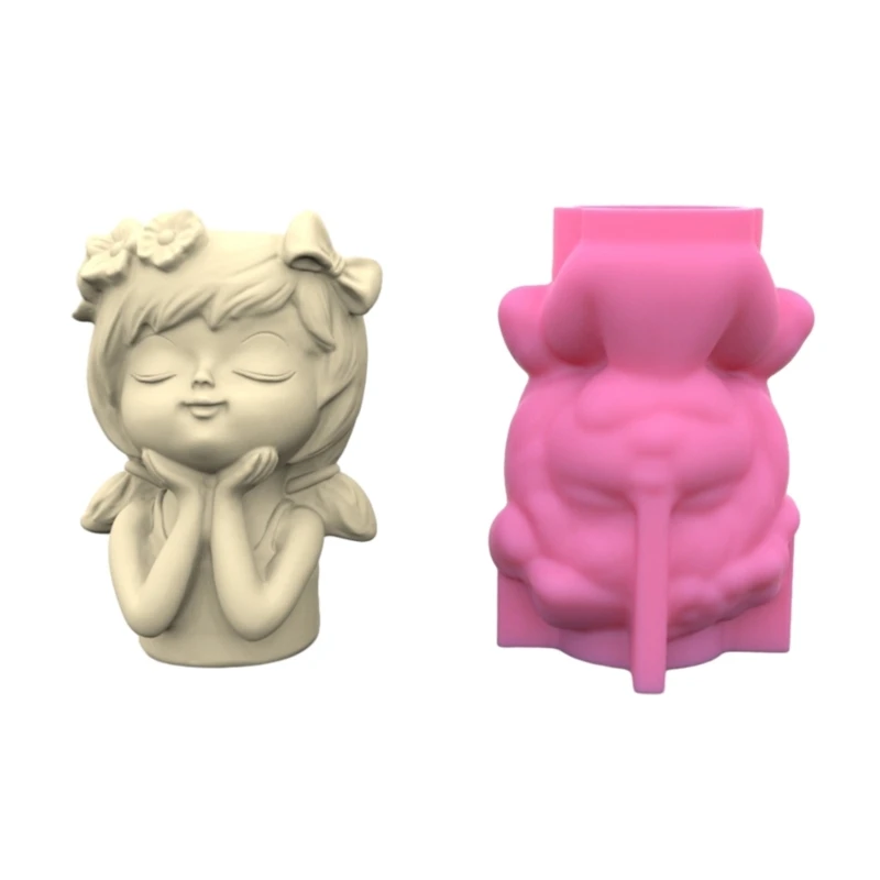 Flower Girl Flowerpot Storage Mold Trinket Holder Tool DIY Home Decor Mold