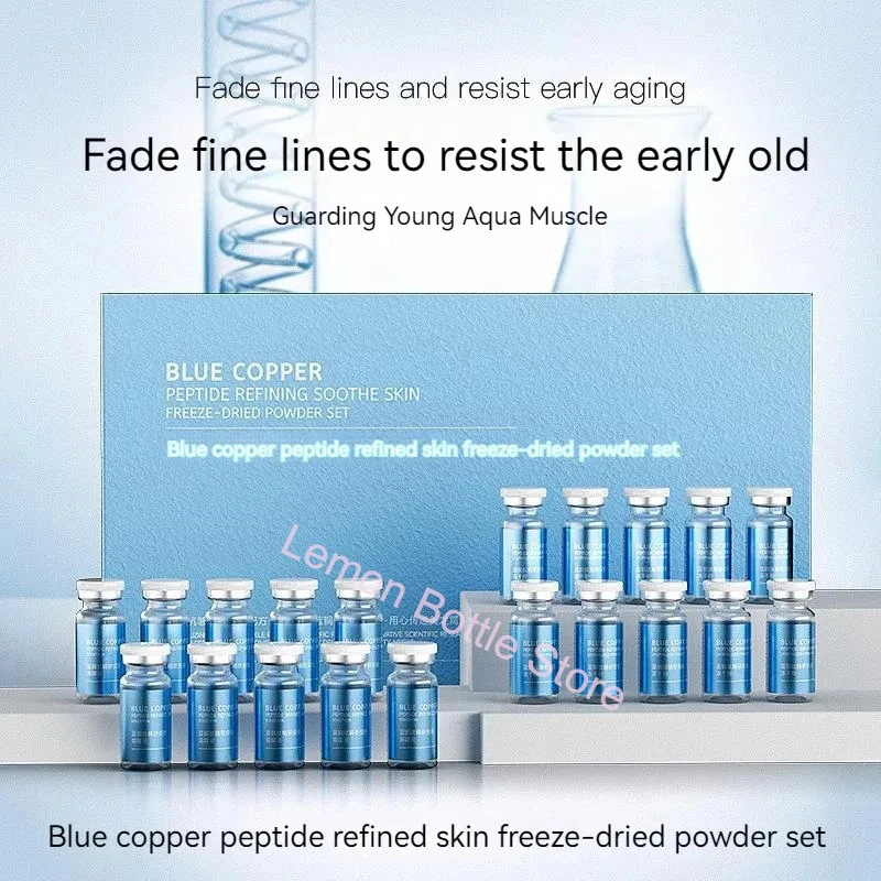 20PCS Blue Copper Peptide Freeze-Dried Powder Set Oligopeptide Anti Wrinkle Essence Shrink Pores Acne Treatment Skincare Serum