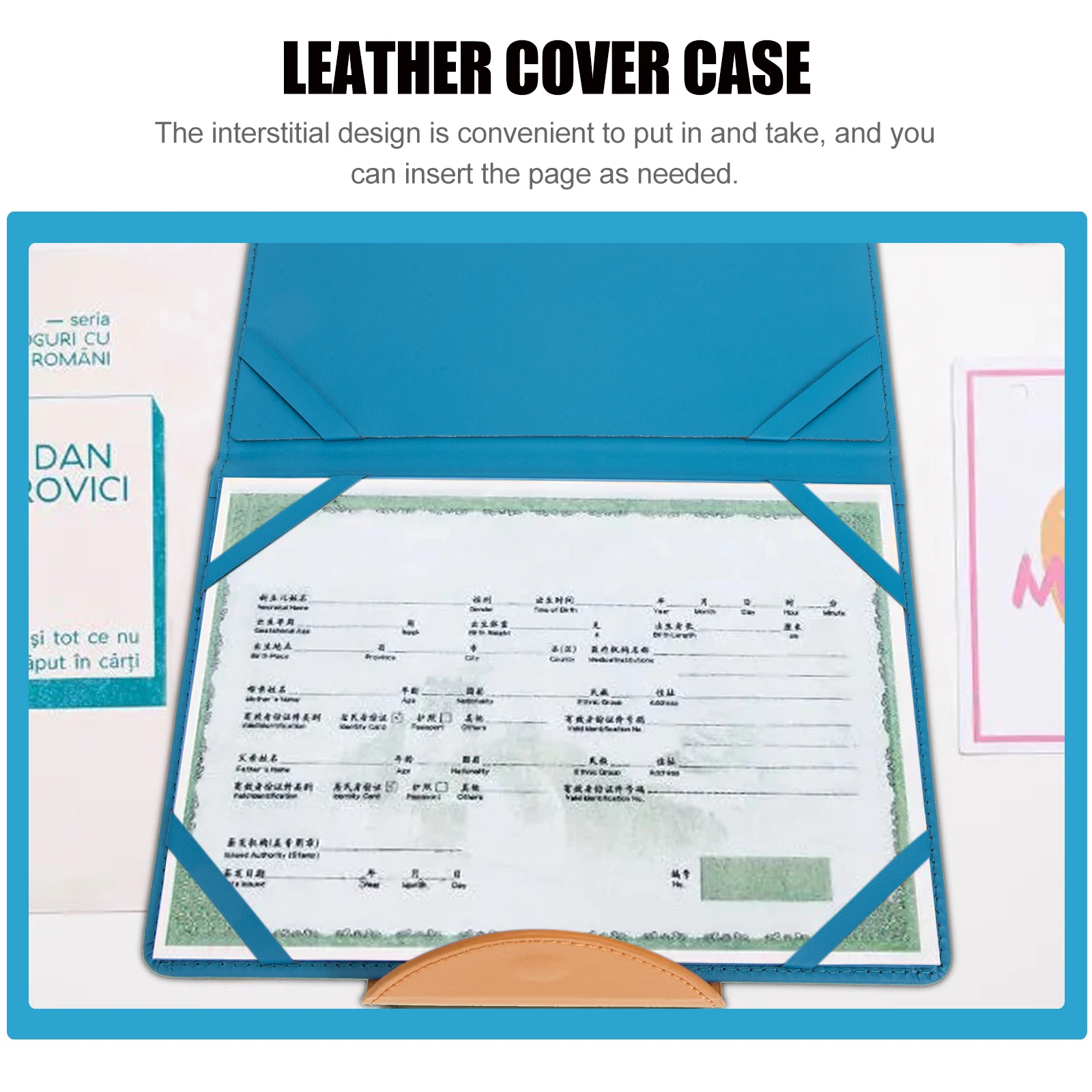 

Birth Certificate Cover Protector Sleeve Jacket Baby Artificial Case Document Organizer