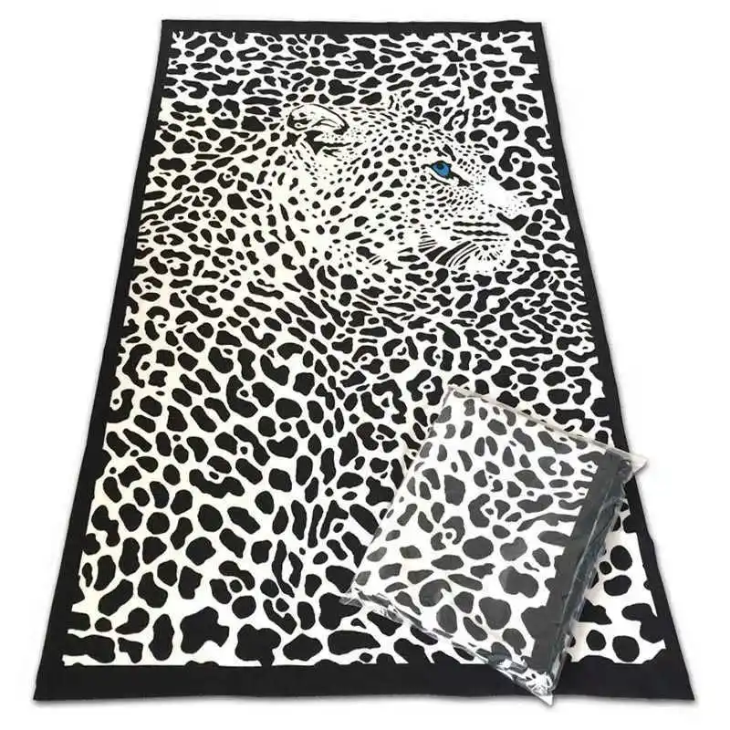 

Leopard Print Microfiber Beach Towel 100x180cm and 70x150cm Quick Dry Super Soft Absorbent Sports Travel Bath Towel for Adults