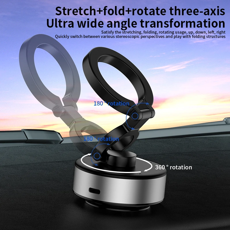 Upgraded Car Phone Holder Magnetic Suction Electric Vacuum Suction, Reusable, Freely Adjustable Angle,Foldable