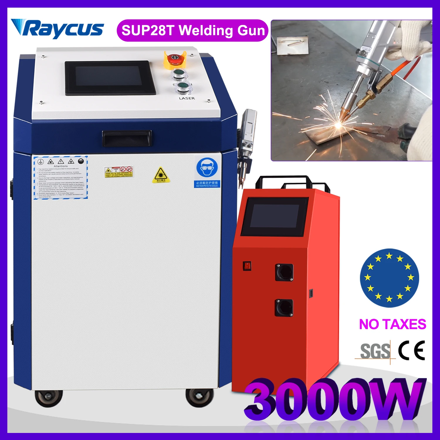 Machine de soudage laser Raycus 3000W 4 en 1 SUP28T, pistolet laser pour soudage, découpe, nettoyage et soudure de métaux, 1500W 2000W