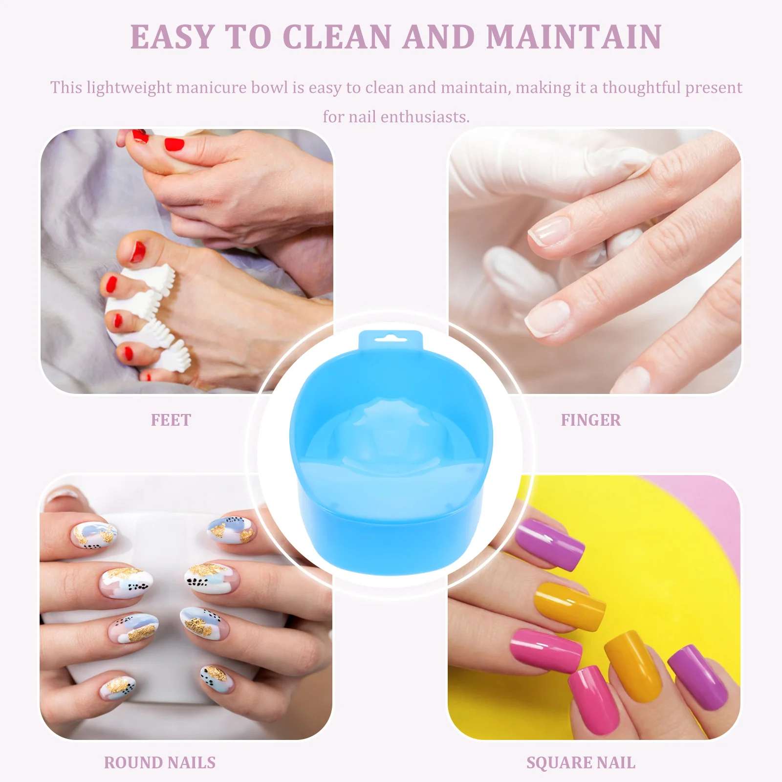 4 قطع من وعاء نقع الأظافر الاحترافي خفيف الوزن من البلاستيك لإزالة مسحوق الغمس وعاء نقع الأظافر في صالونات التجميل المنزلية