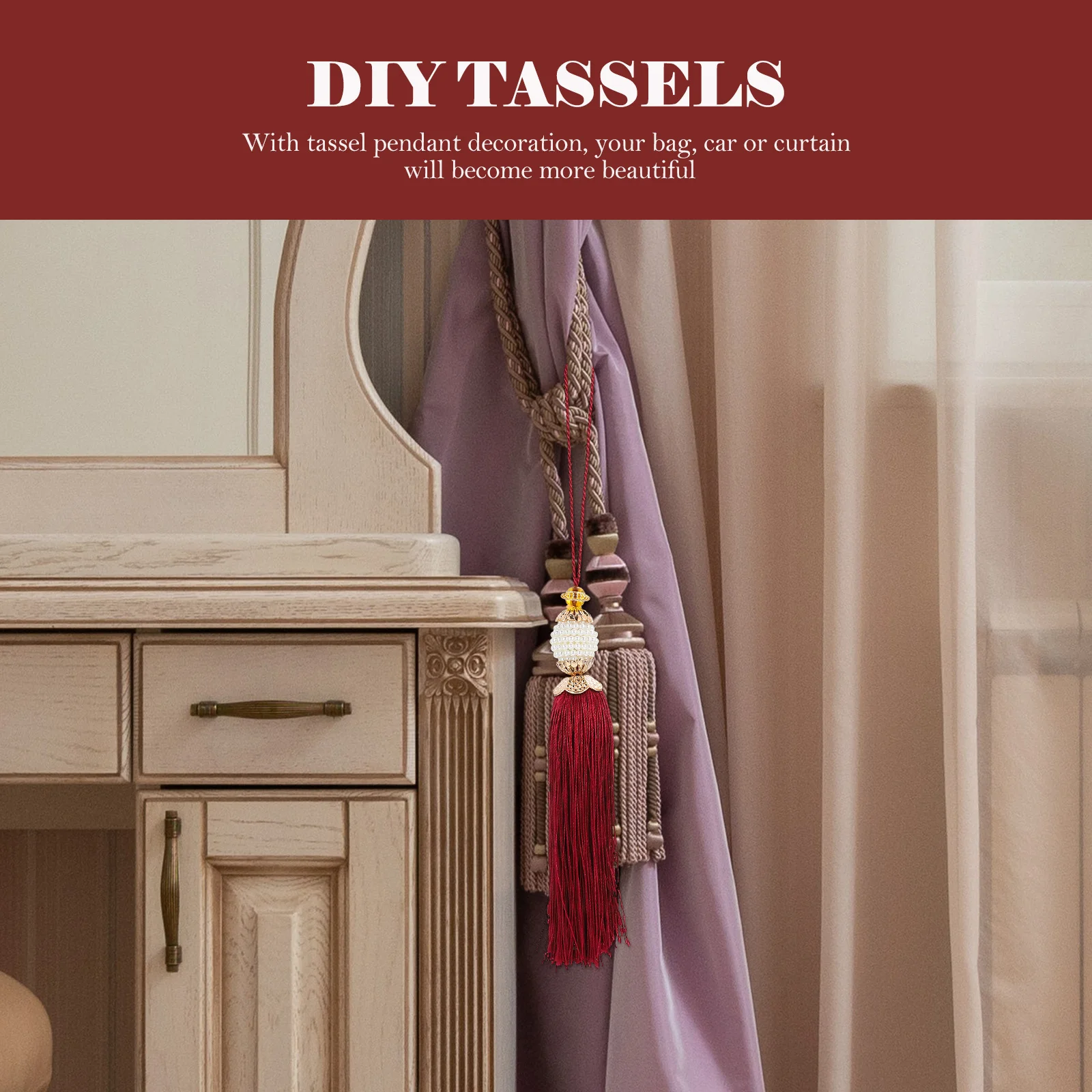 

2Pcs Premium Tassel Pendants Abrasion Resistant Decor for Bags Pouches Clothing DIY Handcraft DIY Tassels Curtain Tassels