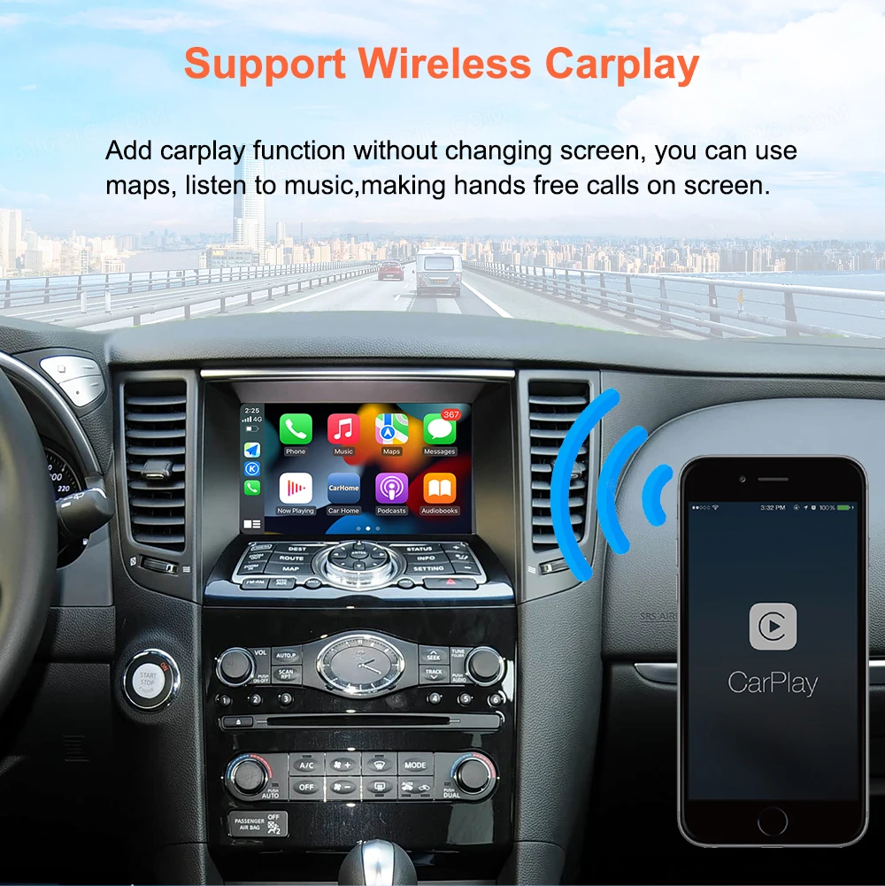 Bonroad Wireless CarPlay Android Auto Nachrüstsätze für HD-Bildschirm Infiniti QX70 FX37 FX35 QX50 EX25 EX37 QX80 QX56 Mirror Link – Detail 5