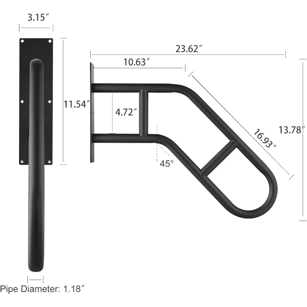 قضبان يدوية للدرج الخارجية لسلامة المسنين، قضبان إمساك على سطح السفينة على الحائط، درابزين الشرفة، قضبان دعم على شكل حرف U لكبار السن #3