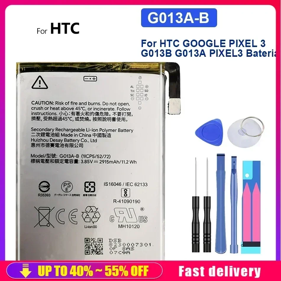 G013A-B 2915mAh Battery For Phone HTC GOOGLE PIXEL 3 G013B G013A PIXEL3 Fast Shipping