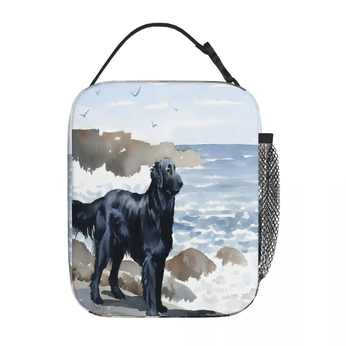 Bestselling Flat Coated Retriever At The Beach David Rogers Three Compartment Adult Lunch Bag Back To School Portable Lunch Bag