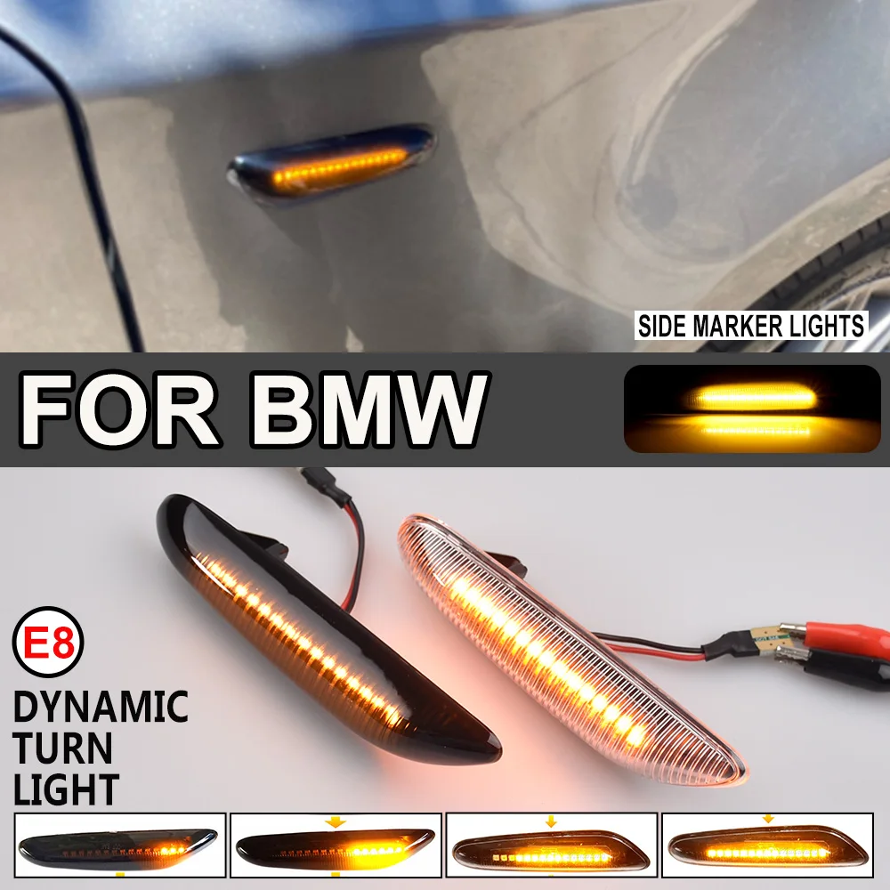 Un par de luces LED de flujo dinámico para BMW E46 E60 E61 E90 E91 E81 E87 E82 E88 E83 E84 E92 E93 X3