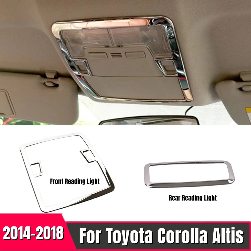 For Toyota corolla 2014-2017 Stainless Steel full set Interior Accessories Car Front Rear reading Lampshade read light Cover