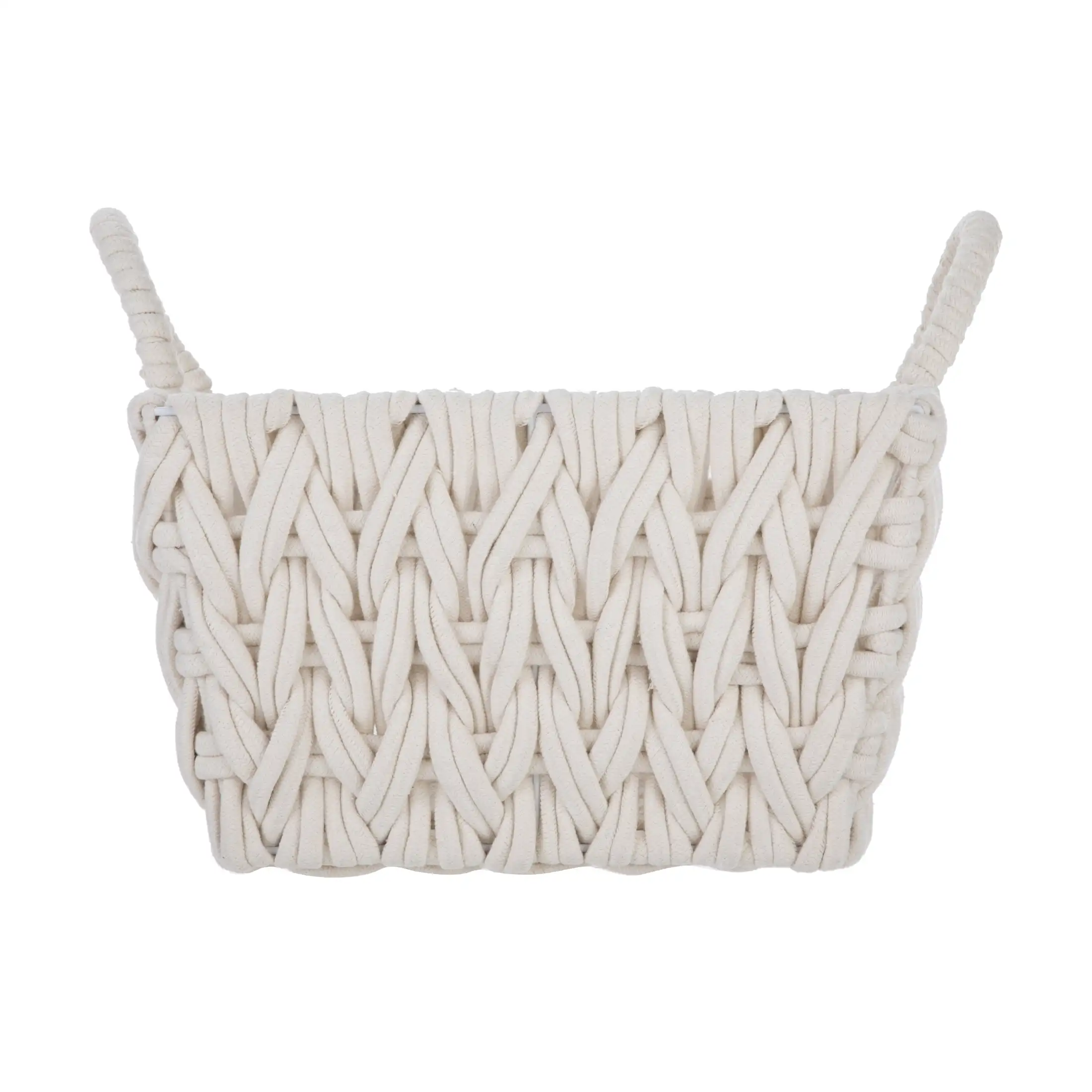 

(2 pack) Medium White Woven Rope Decorative Storage Basket Fashionable and practical