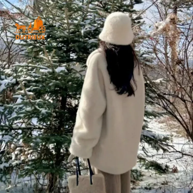 Winter Lapel Real Mink Fur Women's Coat, 100% Mink Fur, Warm Genuine Mink Fur Women's Fur Jacket for Party, Skating and Travel