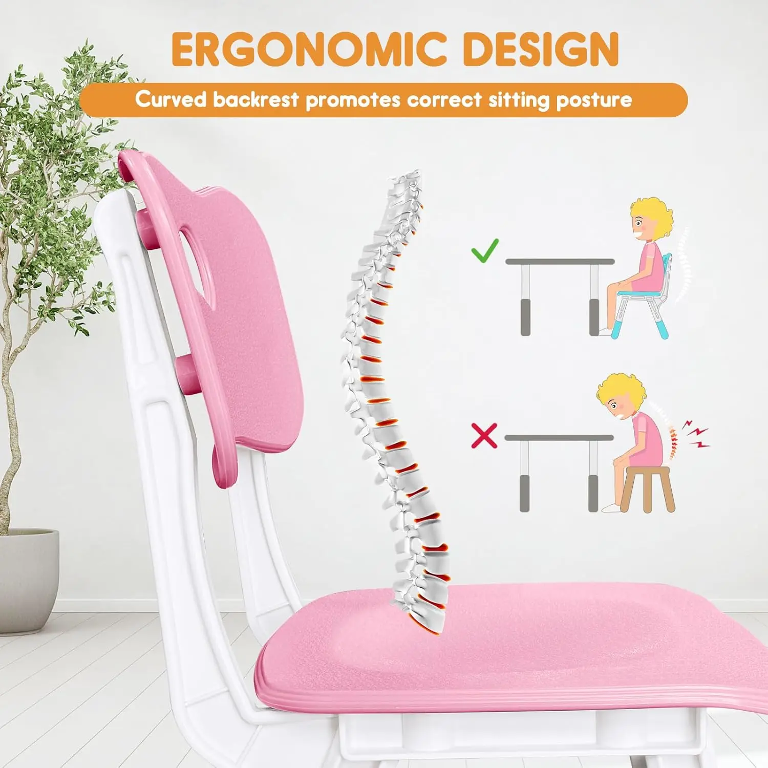 เก้าอี้เด็กปรับความสูงได้ เก้าอี้เด็กเหมาะสำหรับเด็กอายุ 2-8 ปี พร้อมที่ครอบเท้าสำหรับใช้ในบ้าน ห้องเรียน โรงเรียนอนุบาล·ใหม่