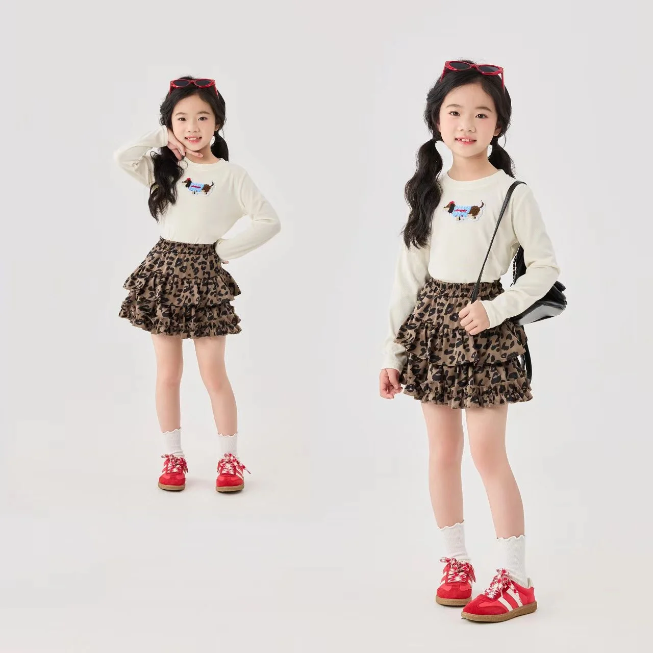 

Новинка 2023 года, детская стильная короткая модная пышная юбка, весна/лето, леопардовая юбка-тортик, юбка средней длины для девочек