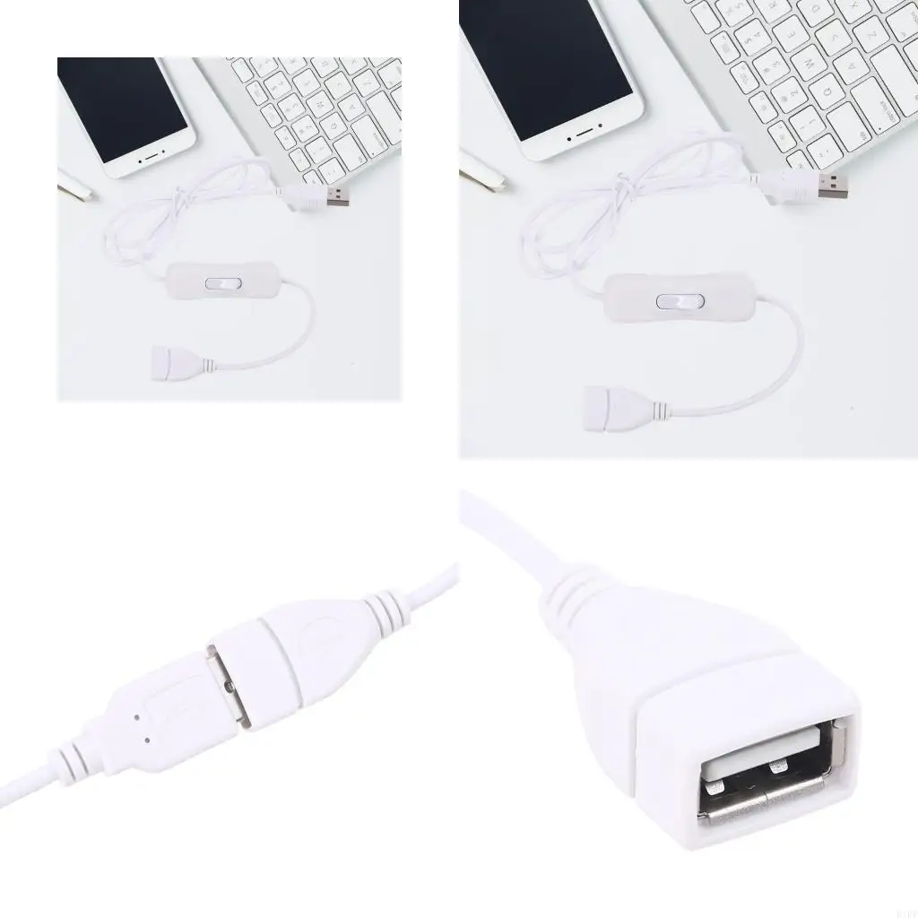 E1PF USB 2.0 Male to Female Extension Extender White Cable With Switch ON OFF Cable