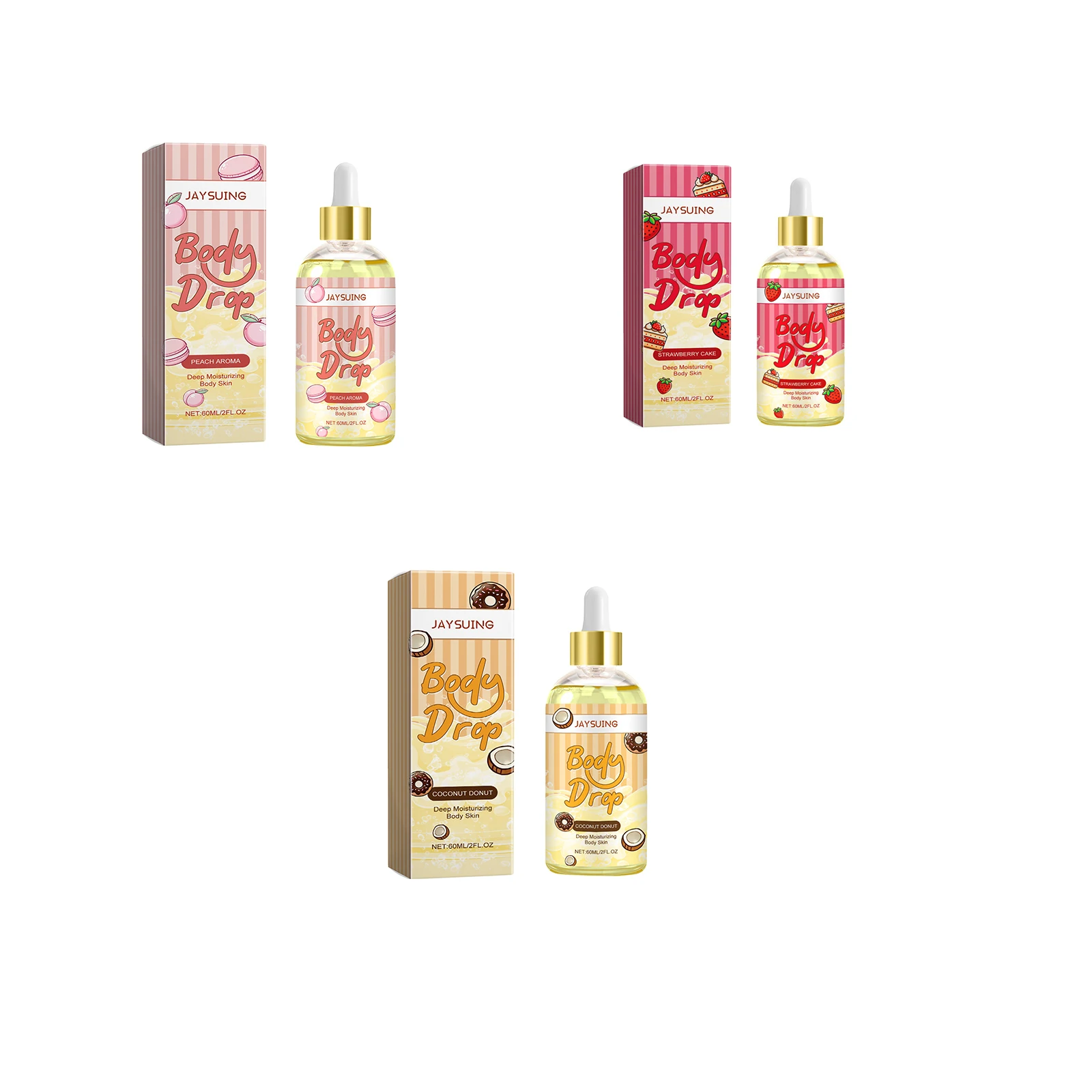 زيت عطري طازج للجسم بجوز الهند، ترطيب يدوم طويلاً، نكهة الخوخ، تدليك البشرة، تحسين تجفيف زيوت الفراولة والترطيب