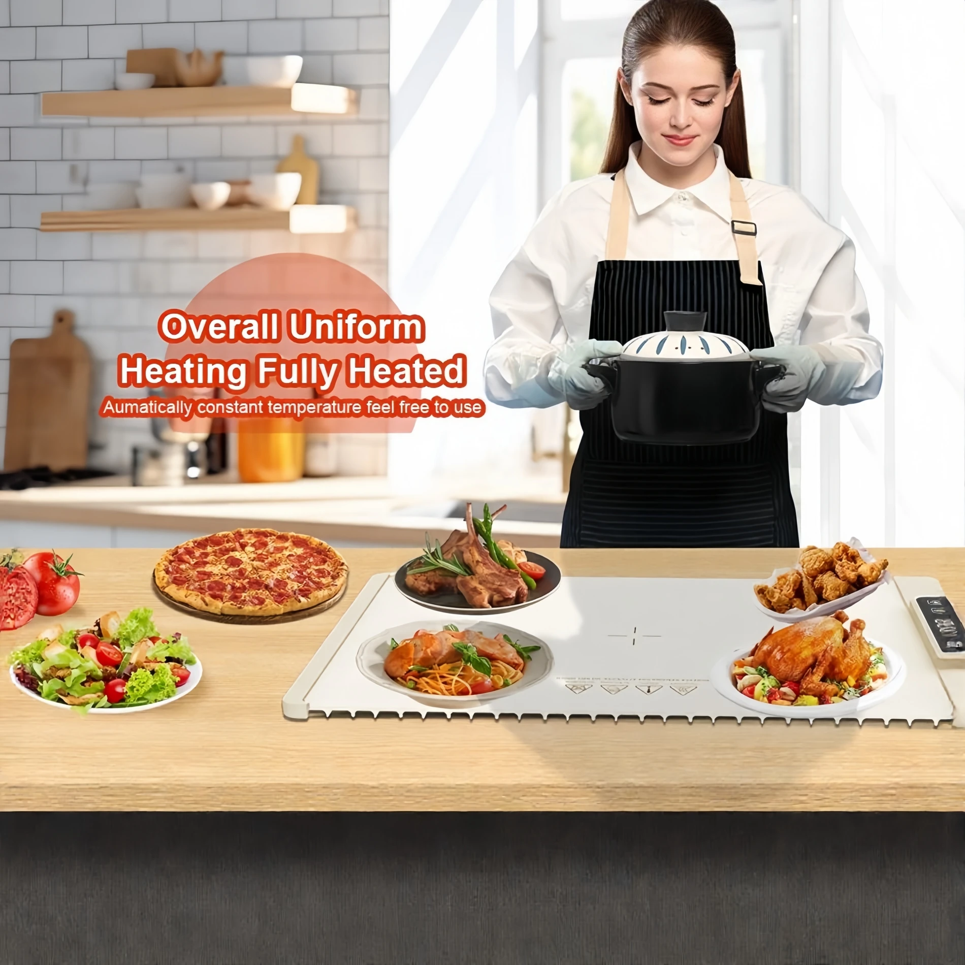 

Электрическая тарелка для подогрева еды, складной поднос для подогрева, коврик для подогрева еды, быстрый нагрев, портативный электрический поднос для подогрева, 5-температурная настройка