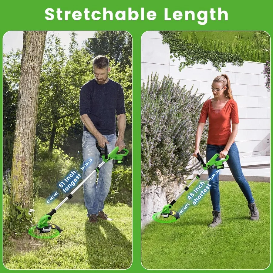 ماكينة تشذيب سلسلة لاسلكية 20 فولت 12 مع بطاريتين × 4.0 أمبير في الساعة وشاحن ماكينة تشذيب العشب الكهربائية التي تعمل بالبطارية للفناء والحديقة #5