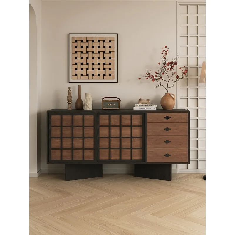 Retro style living room dining side cabinet modern minimalist mid-ancient style bedroom wall integrated locker high-end