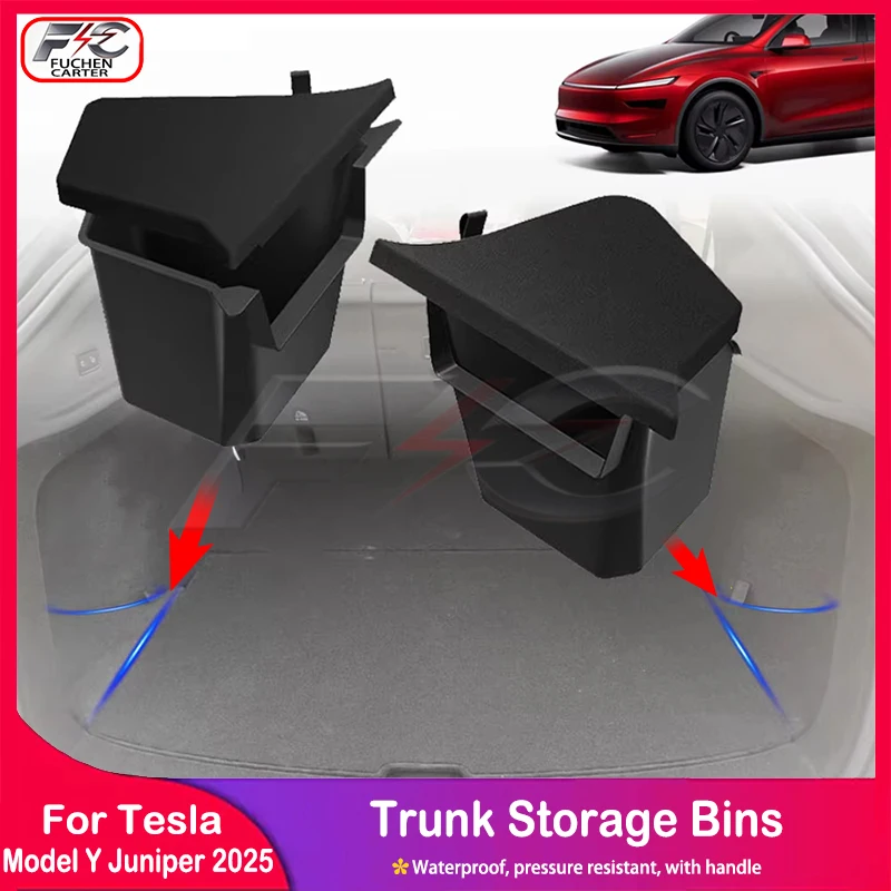 

Для Tesla Model Y Juniper 2025 органайзер для багажника TPE задний багажник водонепроницаемые контейнеры для хранения флокирующий коврик перегородка аксессуары