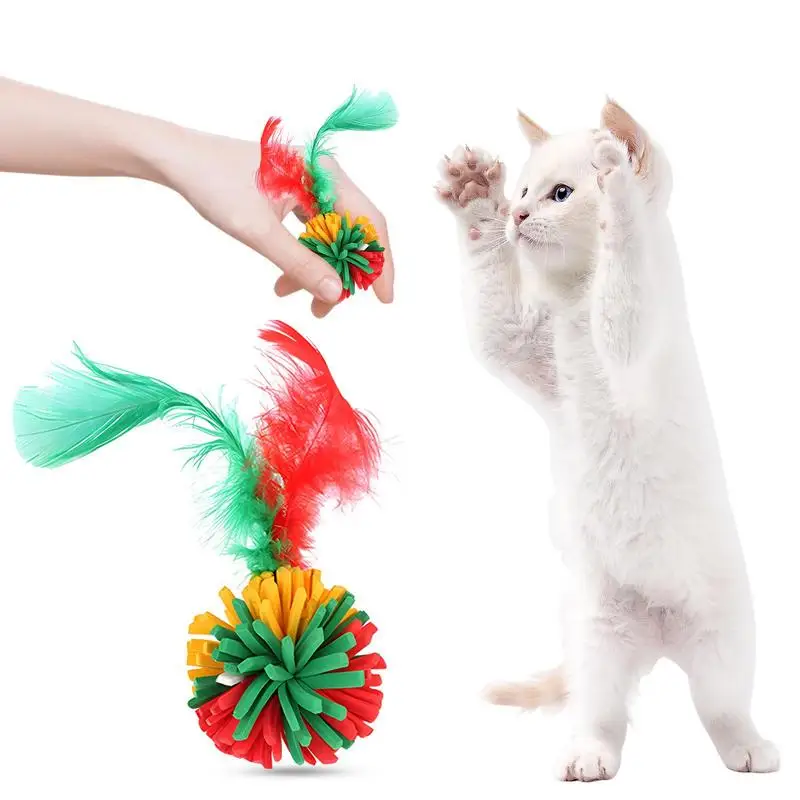 Bouncy Balls For Cats Colorful High Quality Light Weight Kitten Toy Fun Rolling Cat Balls Soft Playing Chewing Plush for pets