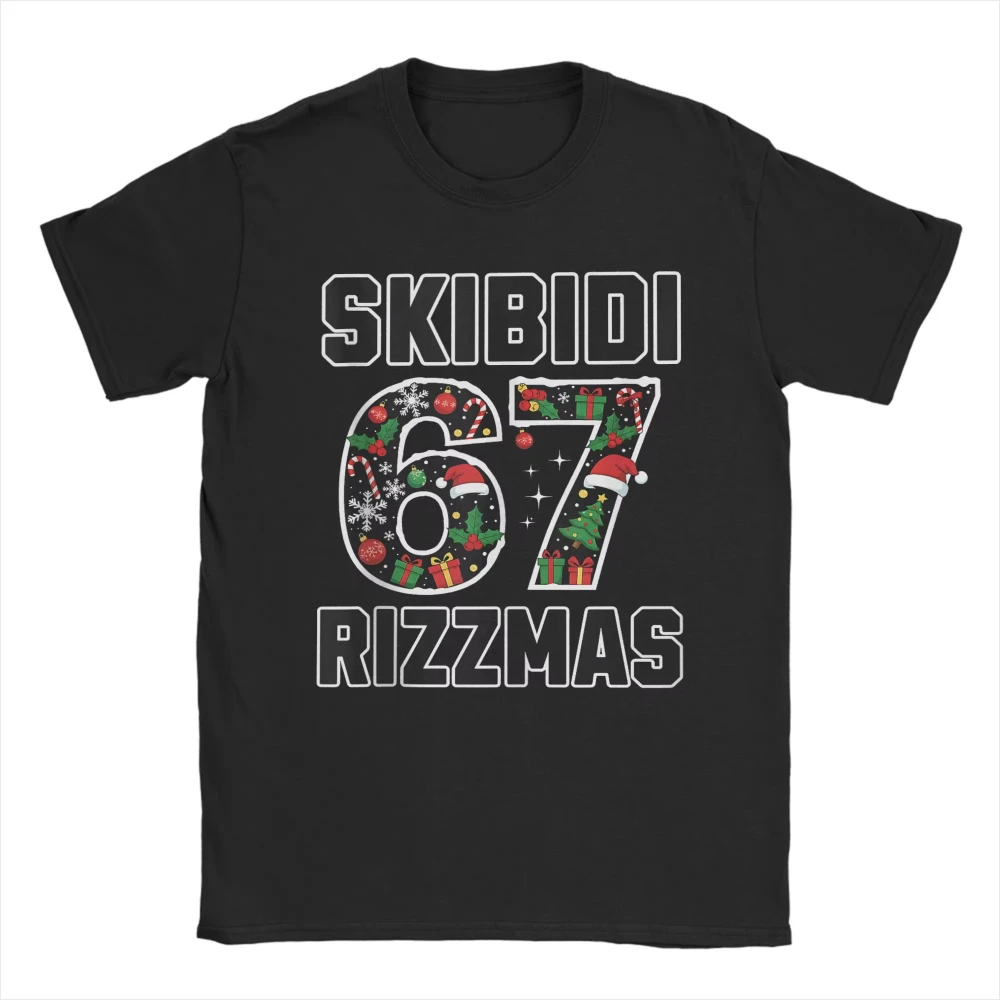 Rizz Christmas 67 Funny Xmas Gen Alpha Skibidi Rizzmas 67 TShirt Men Women Cotton Vintage T-Shirt Tee Shirt Short Sleeve Clothes