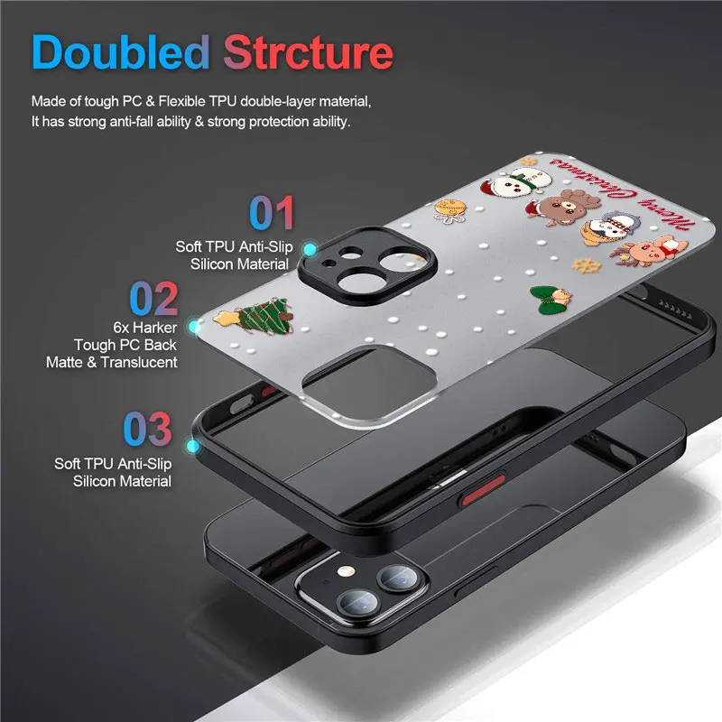 Чехол для телефона с рисунком снеговика и лося, рождественской елки для iPhone 14 15 16 17 Pro, чехол для iPhone 17 Air 11 13 Pro Max 12 16e Plus Funda