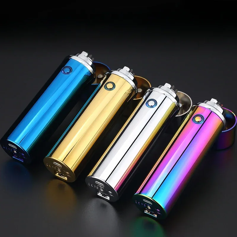 USB Rechargeable Plasma Pulse  Cigarette Lighter  6 Arc Touch Screen With LED Light Cross Dual Arc Power Display  Gift  For Men