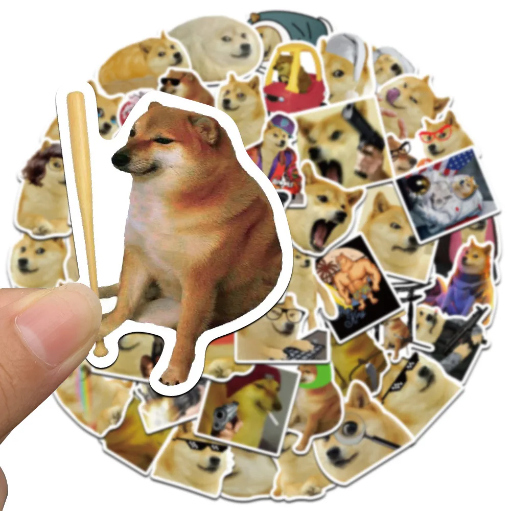 50PCS Funny Dog Buff Doge Stickers Decals Kids Toys Laptop Phone Motorcycle Luggage Car Fridge Guitar Bike Waterproof Sticker