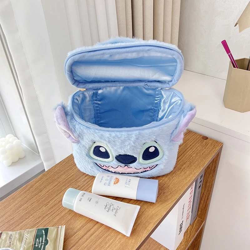 Schattige Anime Cosmetische Tas Mooie Stitch Cheshire Cat Japanse Stijl Pluche Tas Voor Meisje Hoge Capaciteit Cartoon Cosmetica Opbergtas