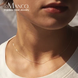 eManco Fine Chain Necklace Stainless Steel Gold Color Pendants Short Long Statement Women  Colar Gift Stainless Steel Jewelry