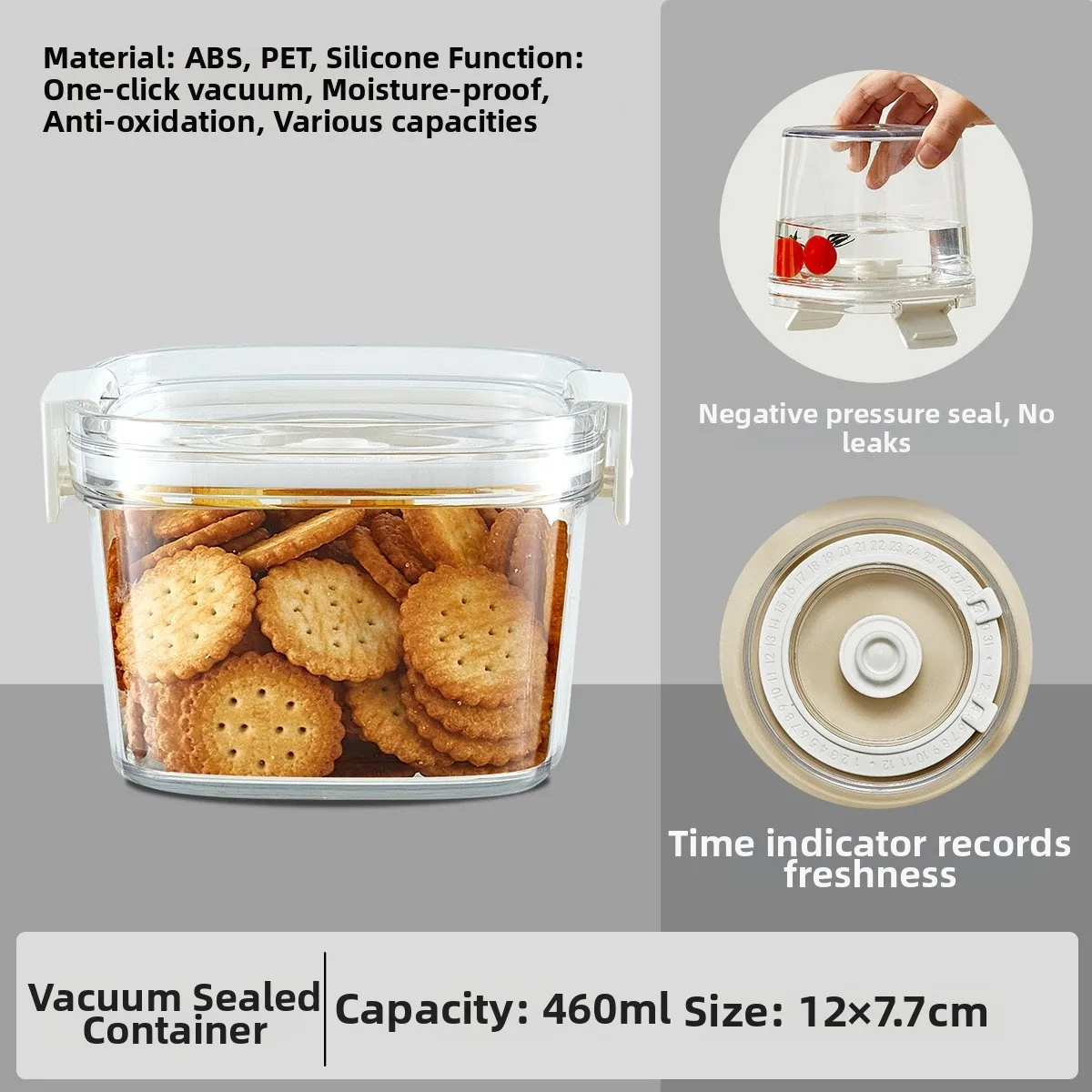 Vacuum Sealed Food Storage Container Airtight Organizer with Pump Leak Proof Stackable Food Jar for Kitchen Storage